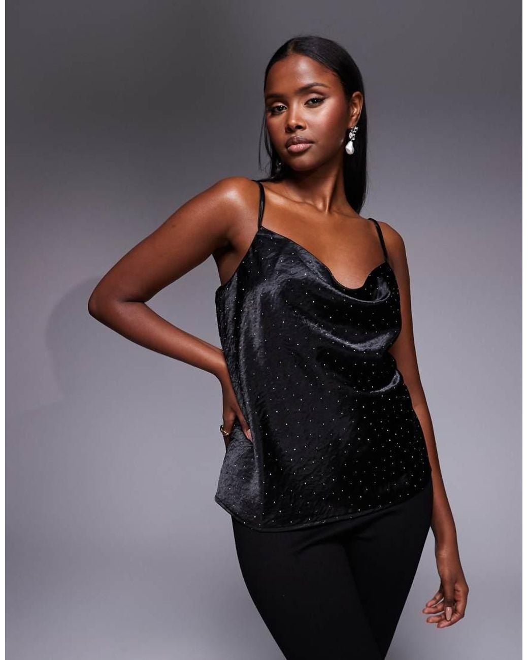 River Island Black Hotfix Detail Cami Top