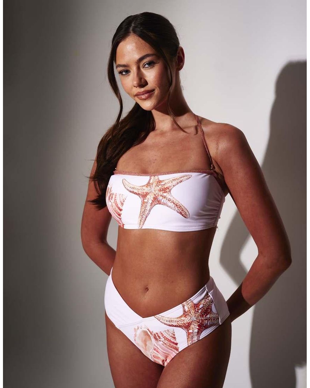 South Beach Brown Seashell Printed Bandeau Bikini Set