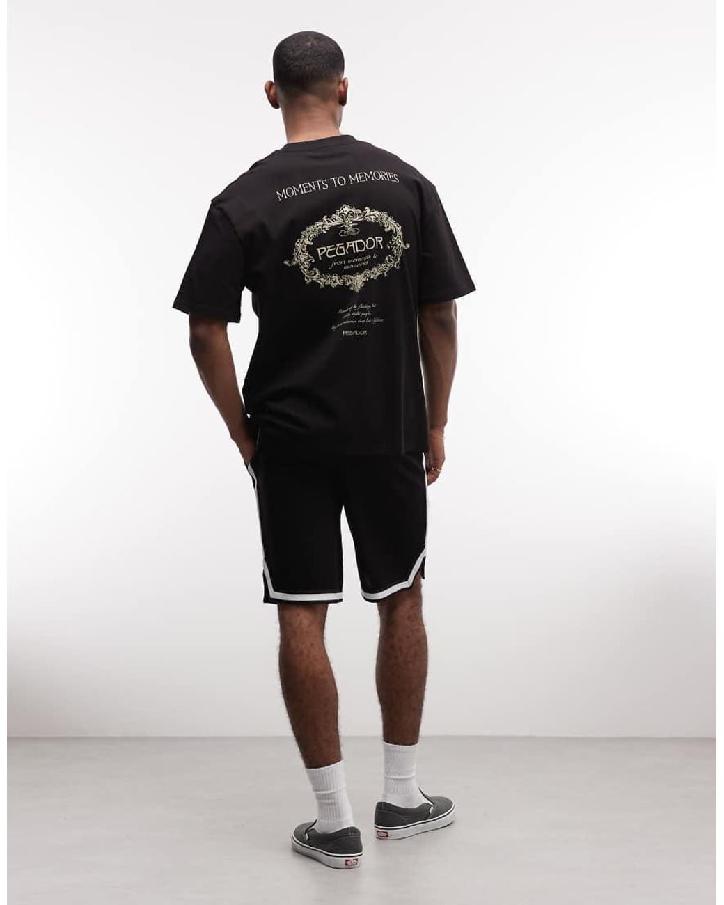 PEGADOR Black Reine Oversized Graphic T-shirt With Back Print for men