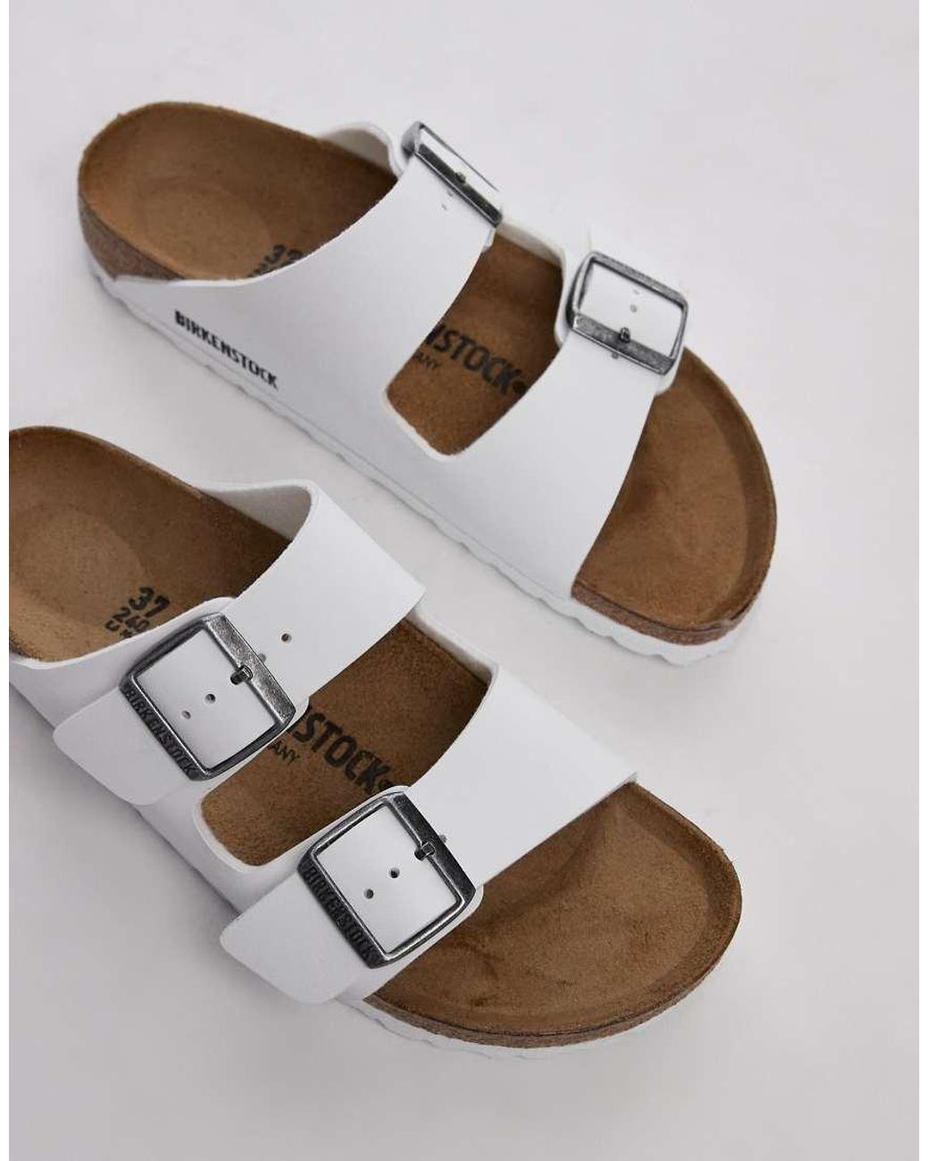 Birkenstock White Arizona Birko-Flor Sandals