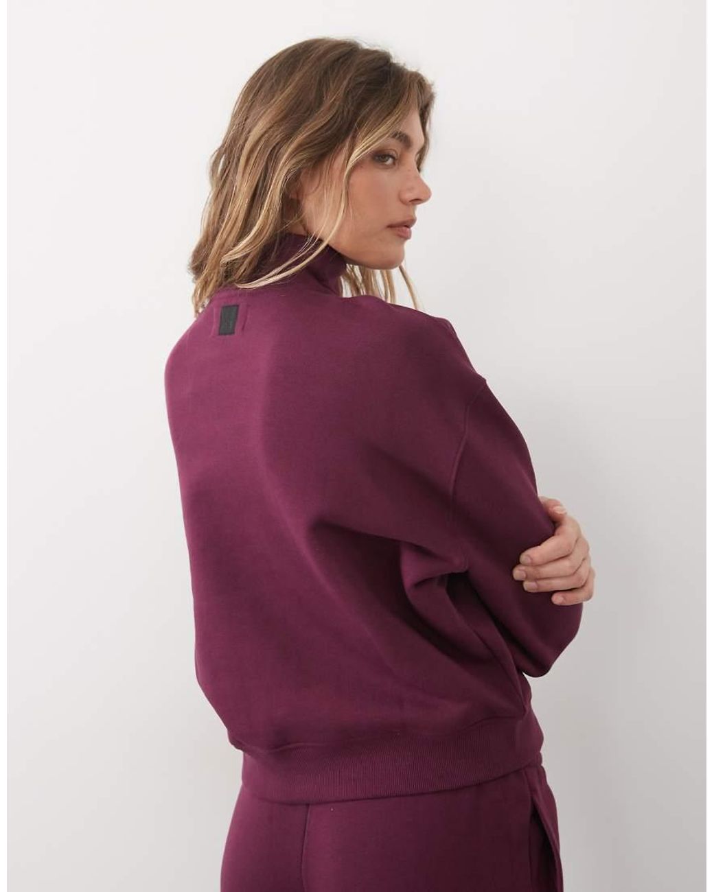 4505 Purple Rest Day 400gsm Heavyweight Cotton 1/4 Zip Cocoon Sweat