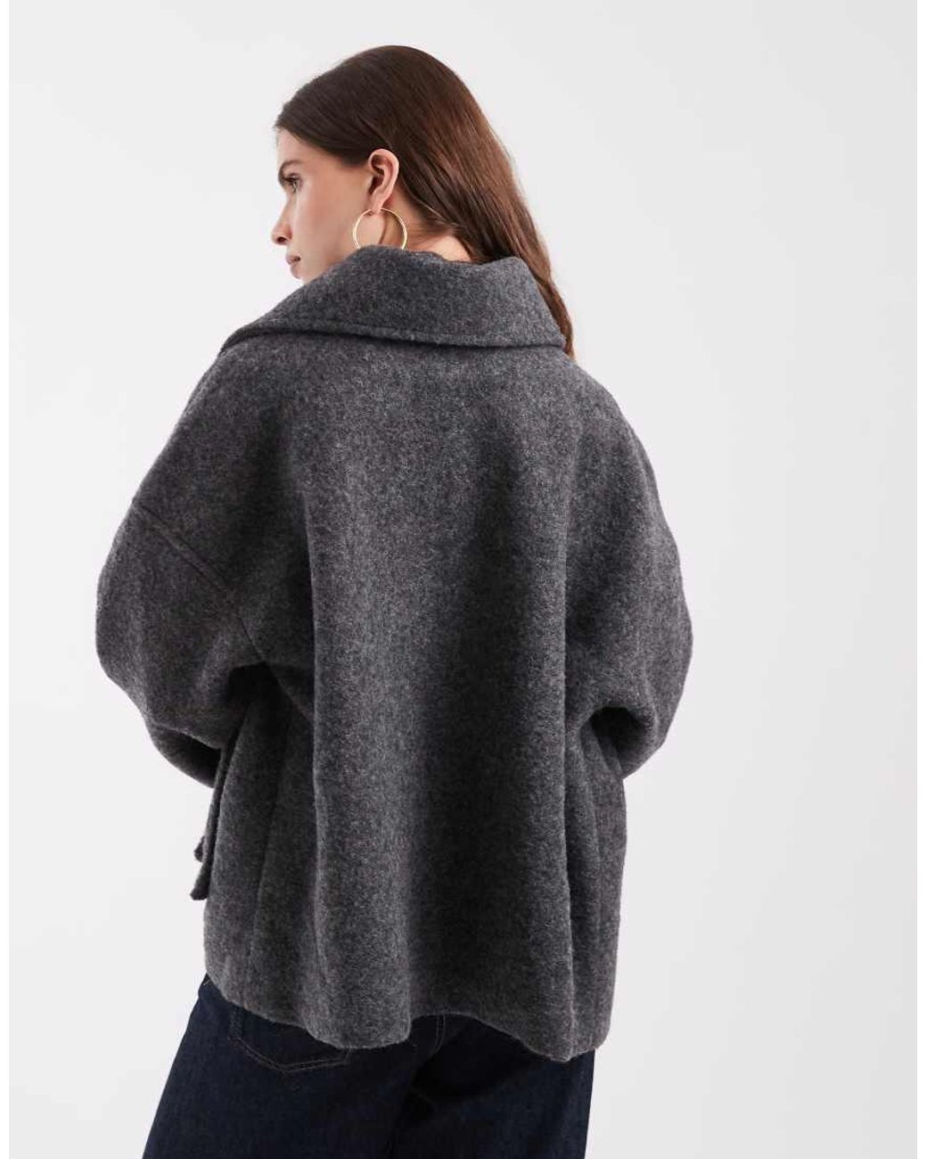 Object Blue Jacquard Knit Scarf Jacket