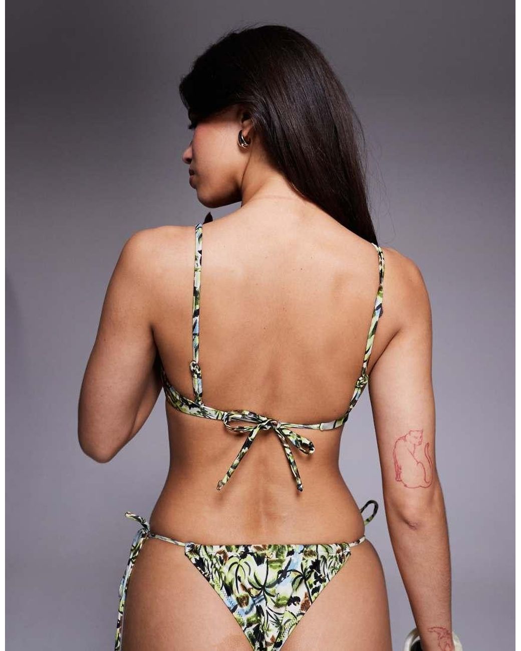 Candypants Gray Abstract Print Underwire Bikini Top