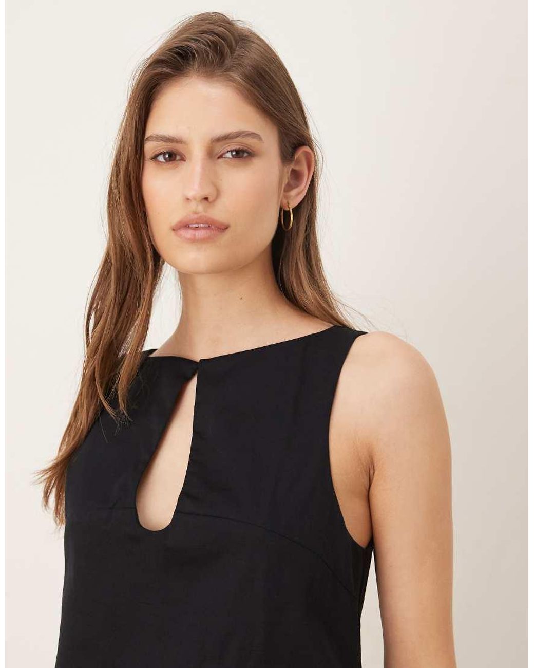 ASOS Black Slash Neck Keyhole Mini Sundress
