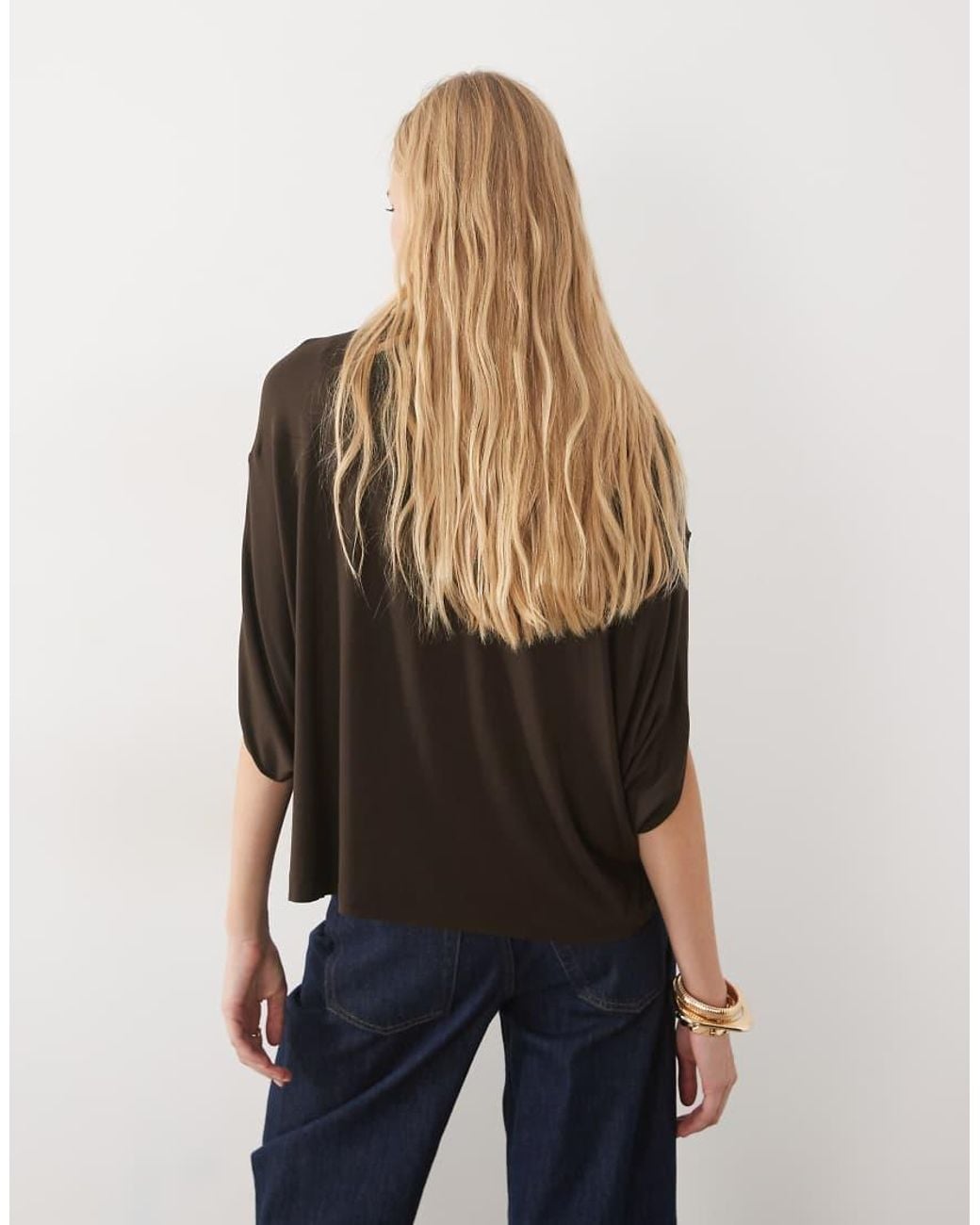ASOS Brown High Neck Modal Batwing Top