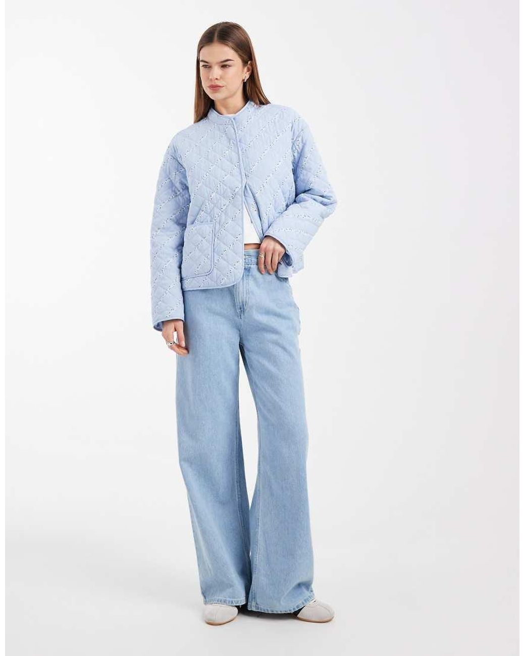 Pieces Blue Quilted Jacket