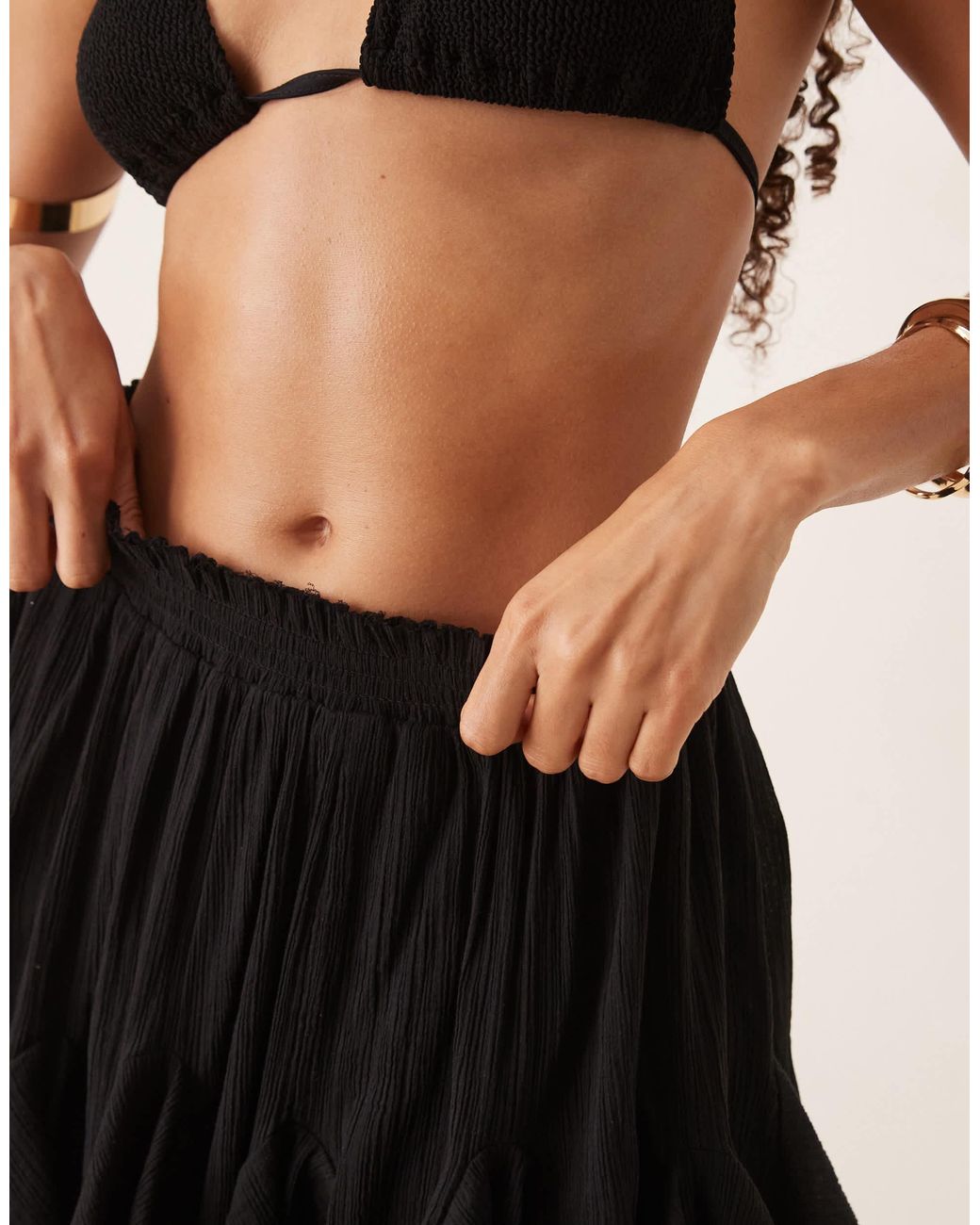 ASOS Black Godet Pleated Beach Mini Skirt