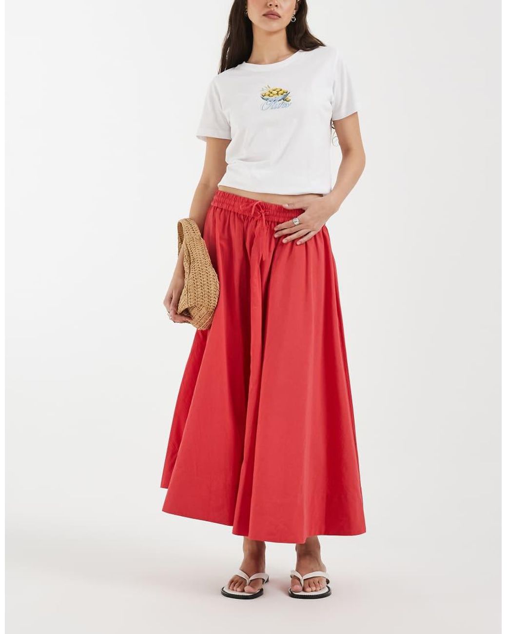& Other Stories Red Full Circle Maxi Skirt