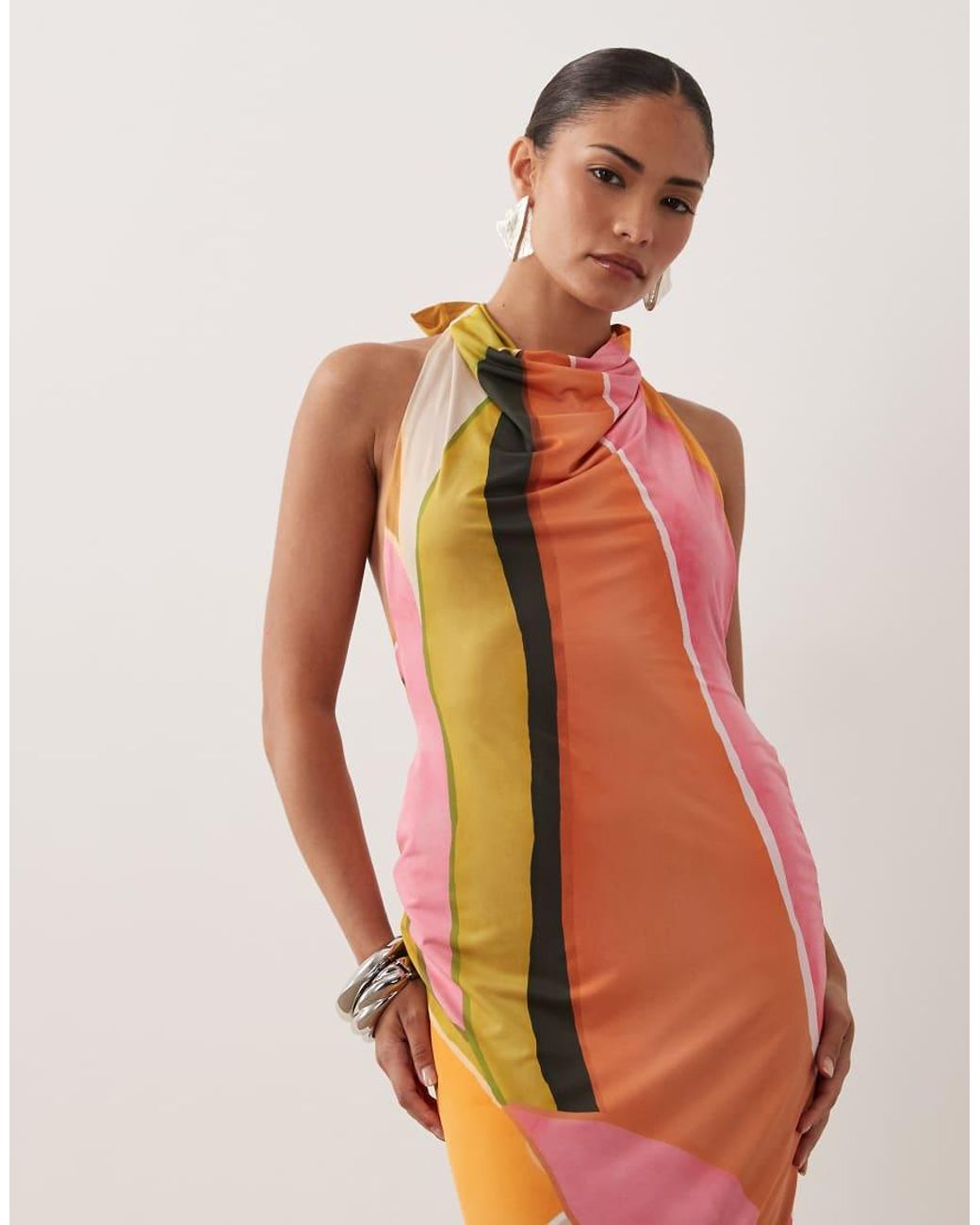 Never Fully Dressed Multicolor Sabine Slinky Cowl Neck Maxi Dress
