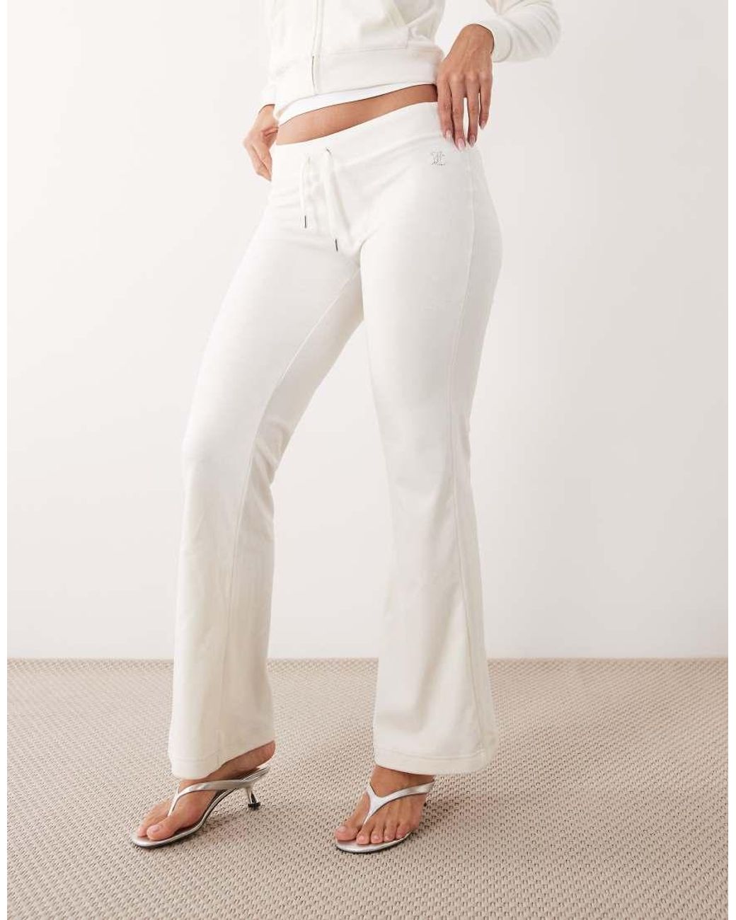 Juicy Couture Natural Velour 'bride' Diamante Low Rise Flare Trackpant Co-ord