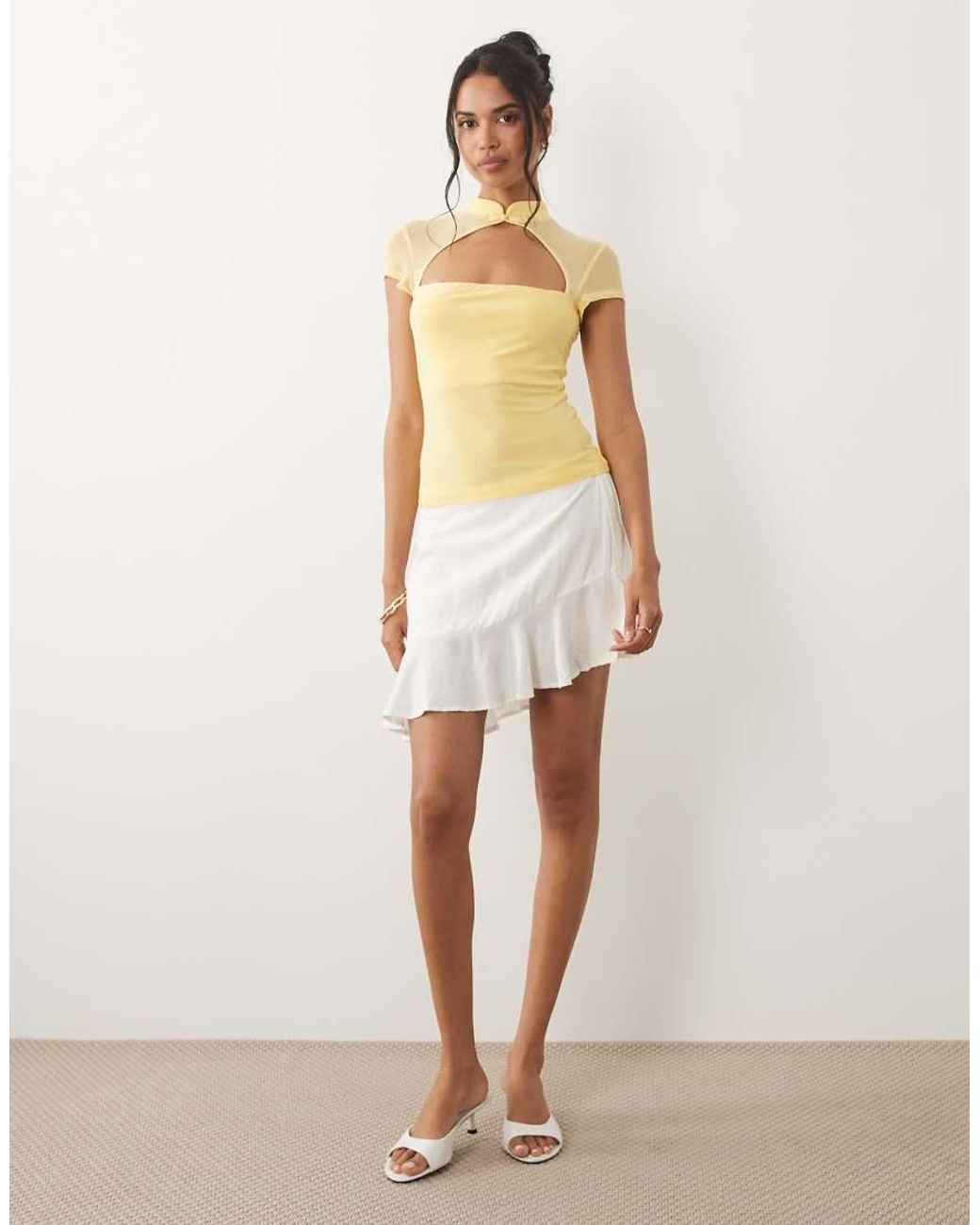 ASOS White Rouleau Loop Cut Out Top