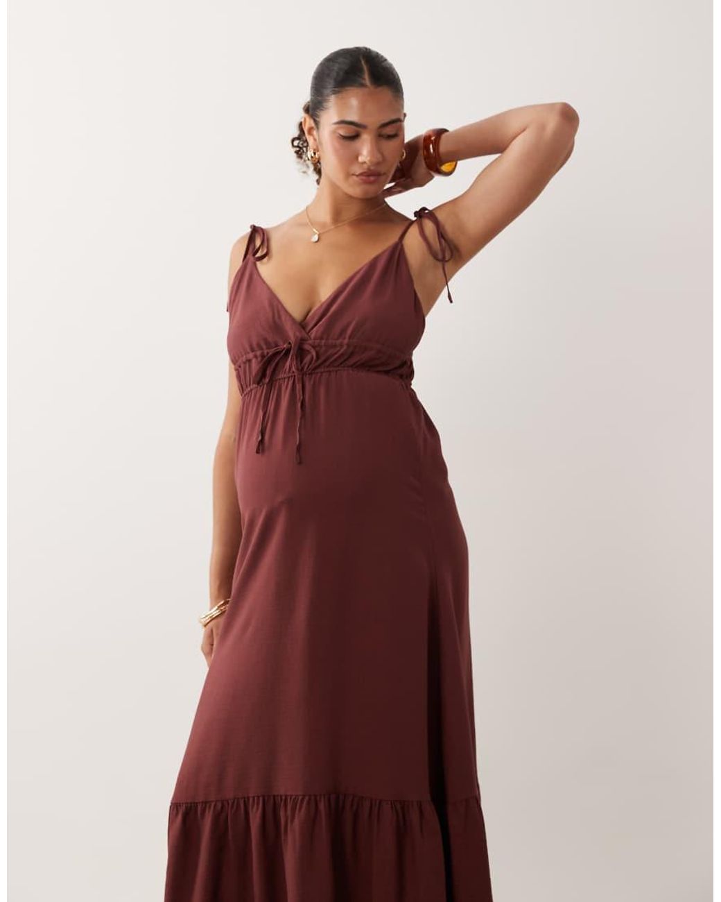 Vero Moda Red Tie Shoulder Cami Midi Tie Dress