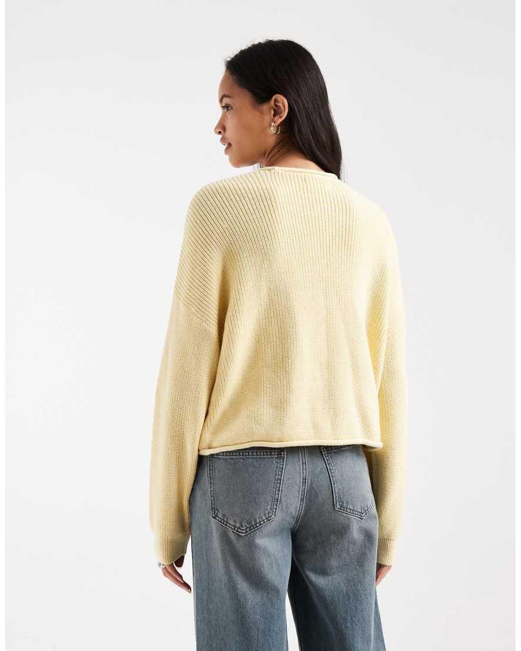 Hollister Natural Knitted Boxy Crew Neck Jumper