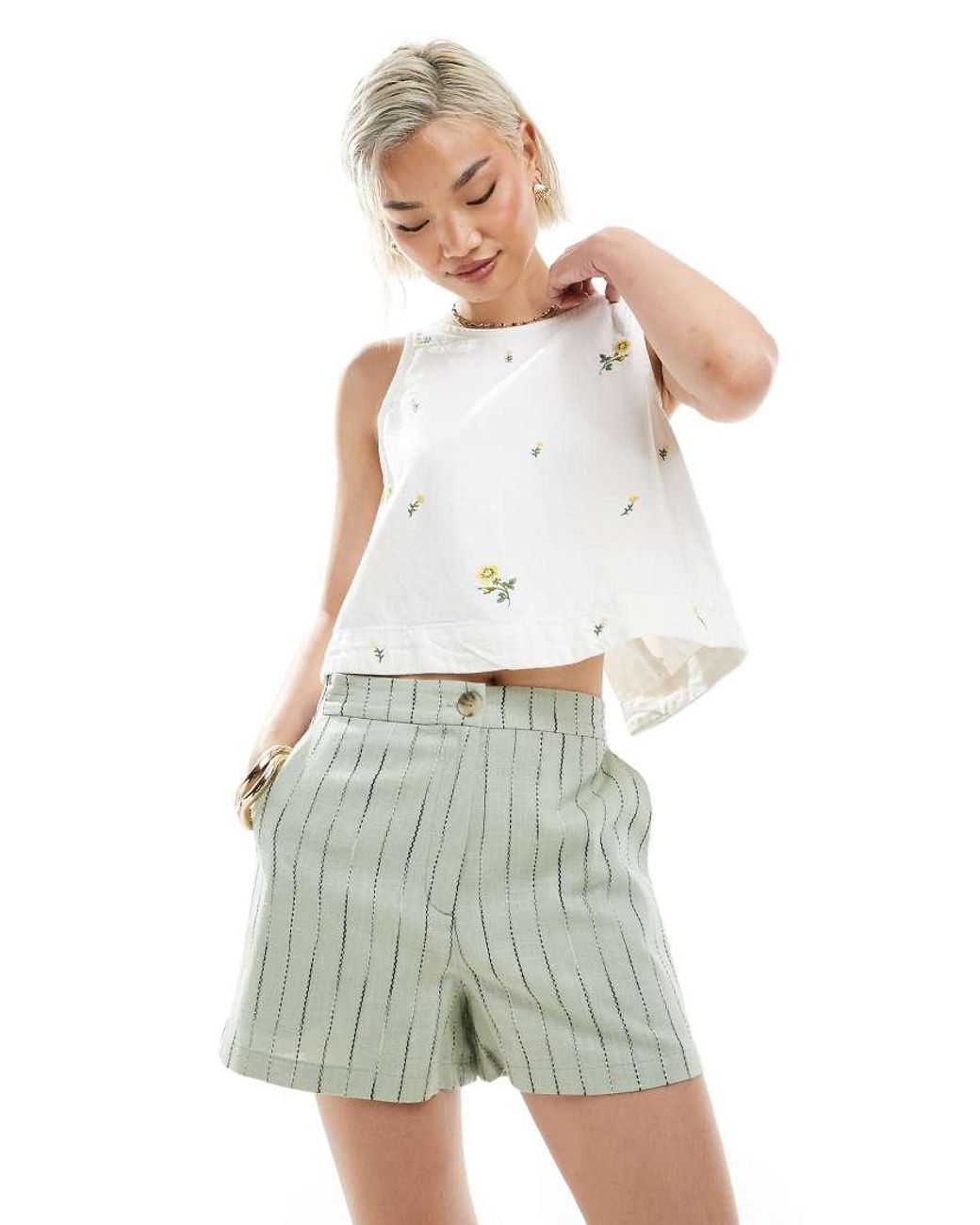 ASOS Natural Relaxed Shorts With Linen
