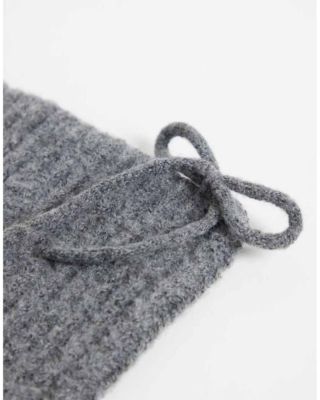 Collusion Gray Fluffy Knit Ear Beanie With Bow Details