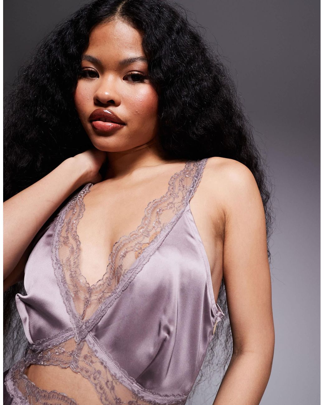 Never Fully Dressed Petite Lace Cut-out Slip Maxi Dress in Purple | Lyst