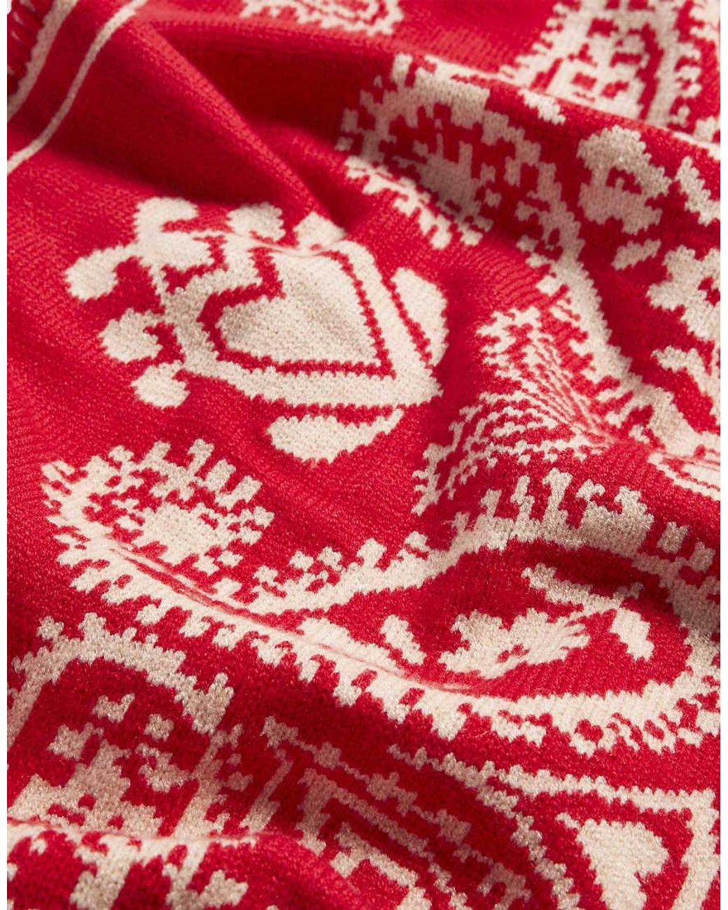 River Island Red Knit Paisley Triangle Scarf