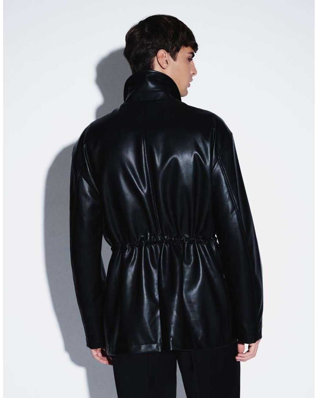 ASOS Black Leather Look Field Jacket for men