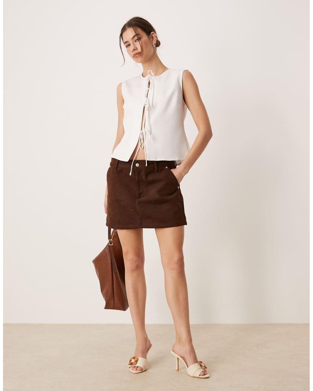Glamorous White Tie Front Top