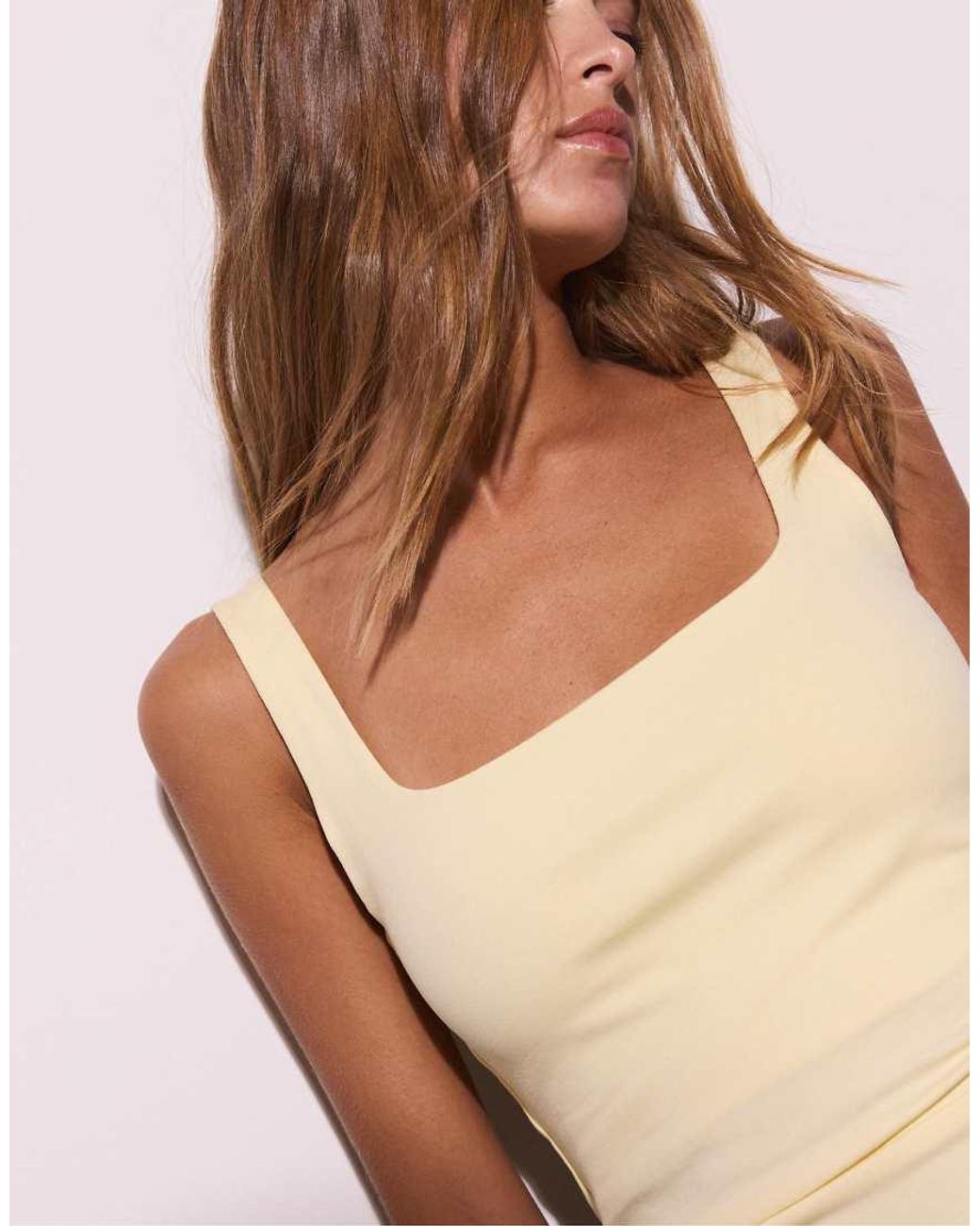 Stradivarius Purple Tank Top With A Square-Cut Neckline