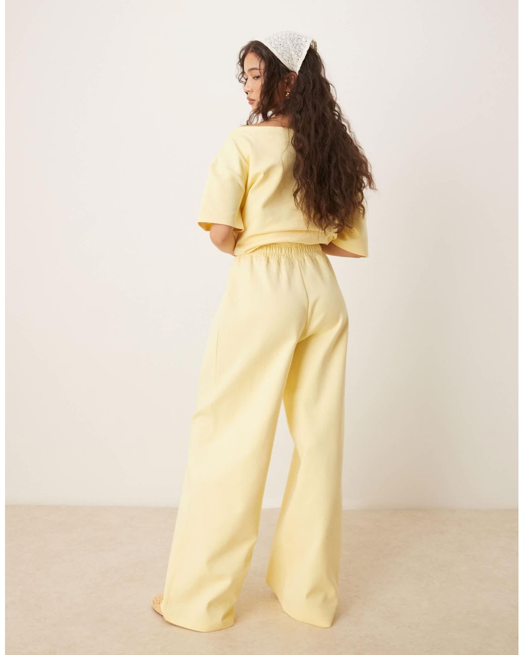 ASOS Natural Interlock Wide Leg Trouser