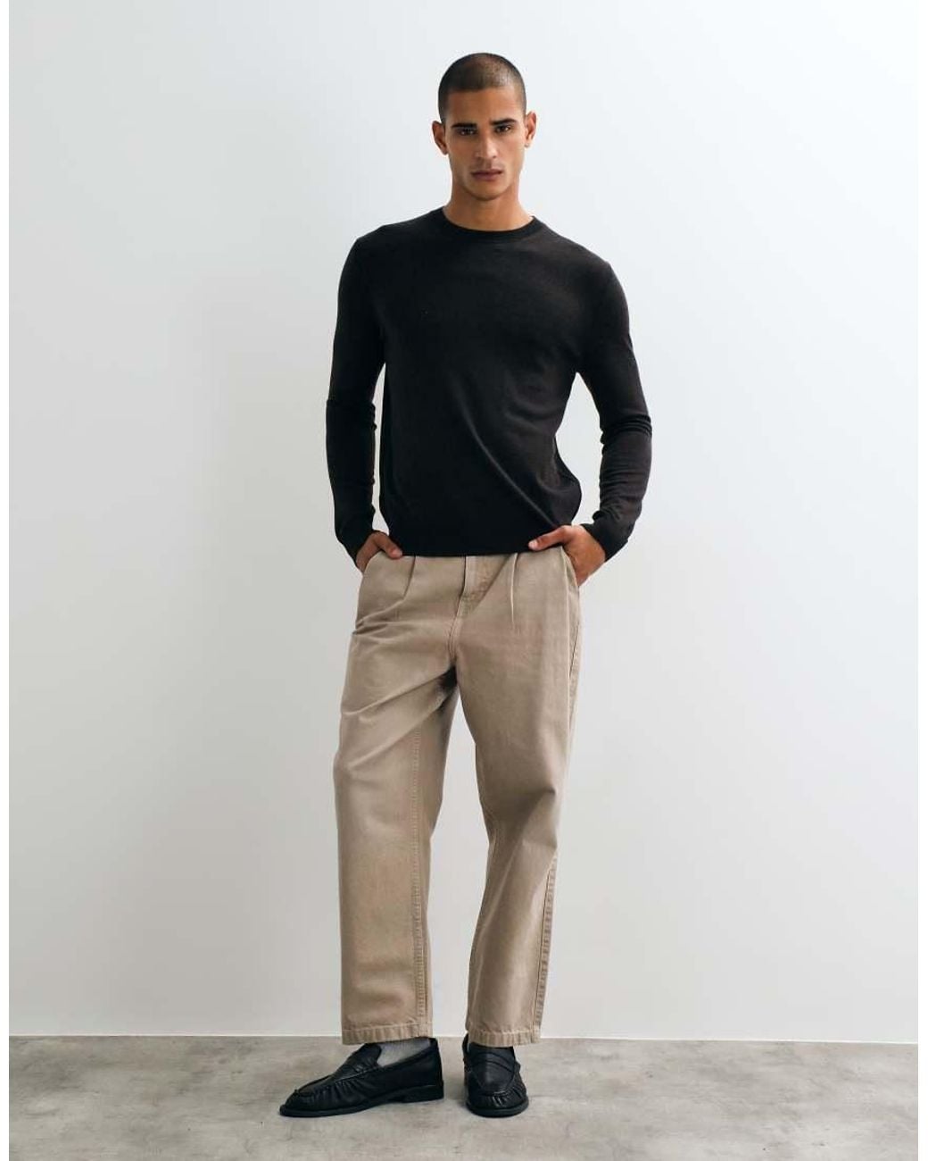 Mango Black Wool Look Sweater for men