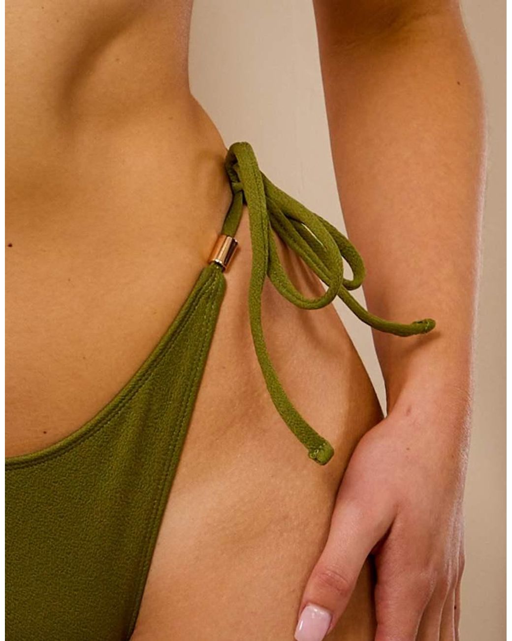 Wolf & Whistle Brown X Maia Andrews Beaded Tie Side Bikini Bottom