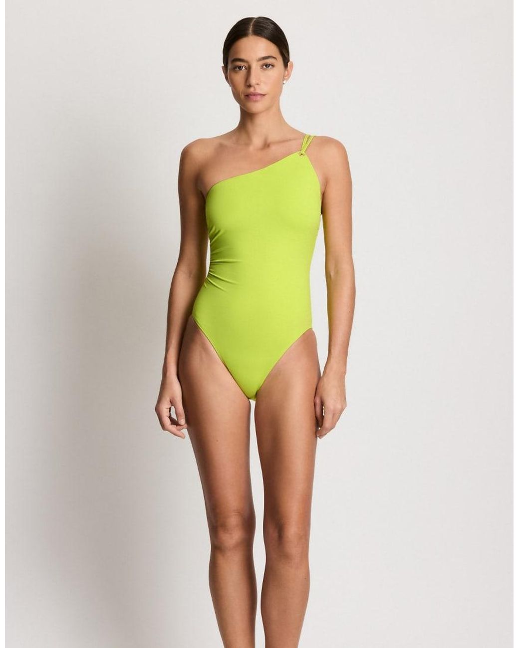 Ralph Lauren Green Double Strap One Shoulder Swimsuit