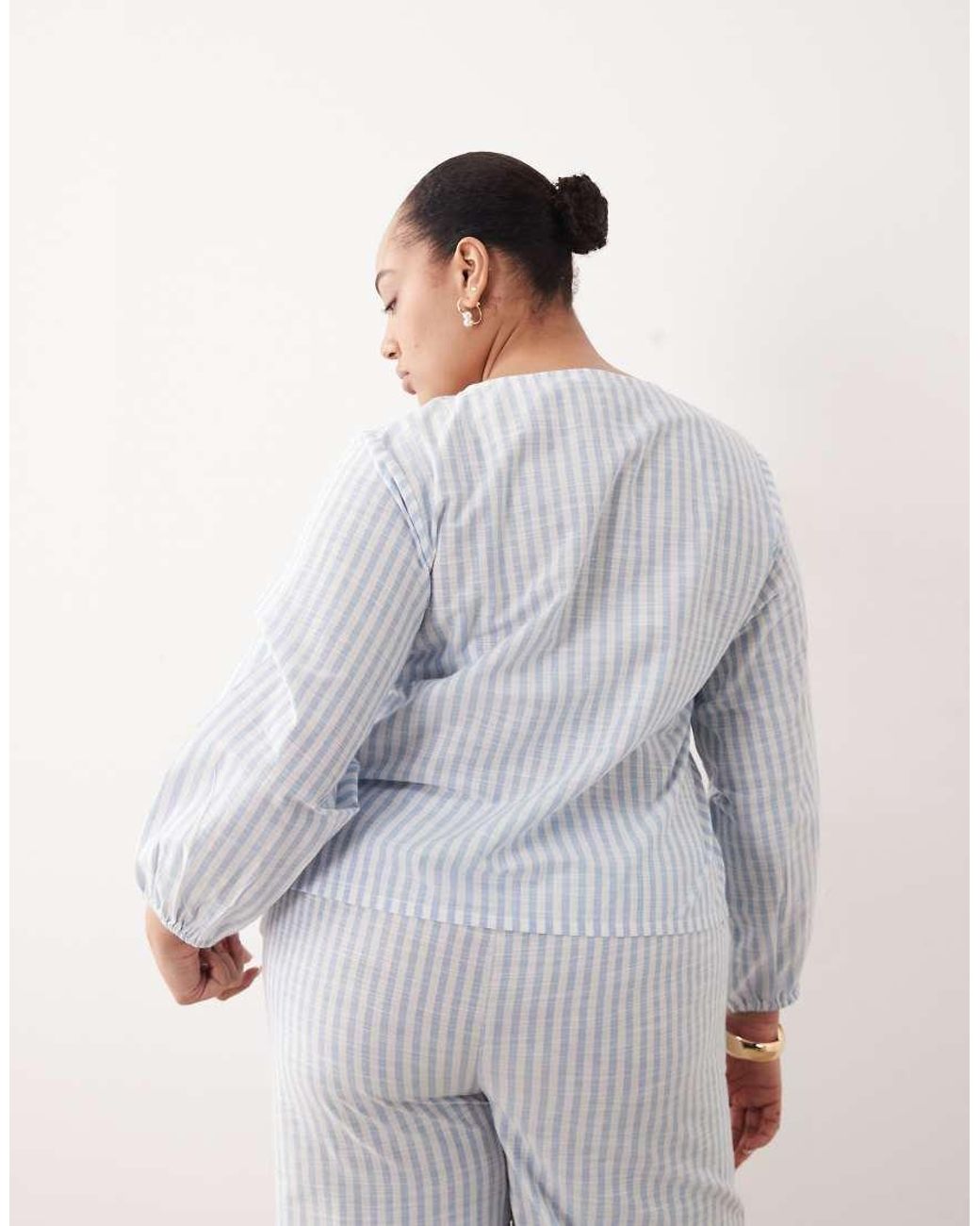 Esmee Curve White Tie Front Long Sleeve Beach Top Co-Ord