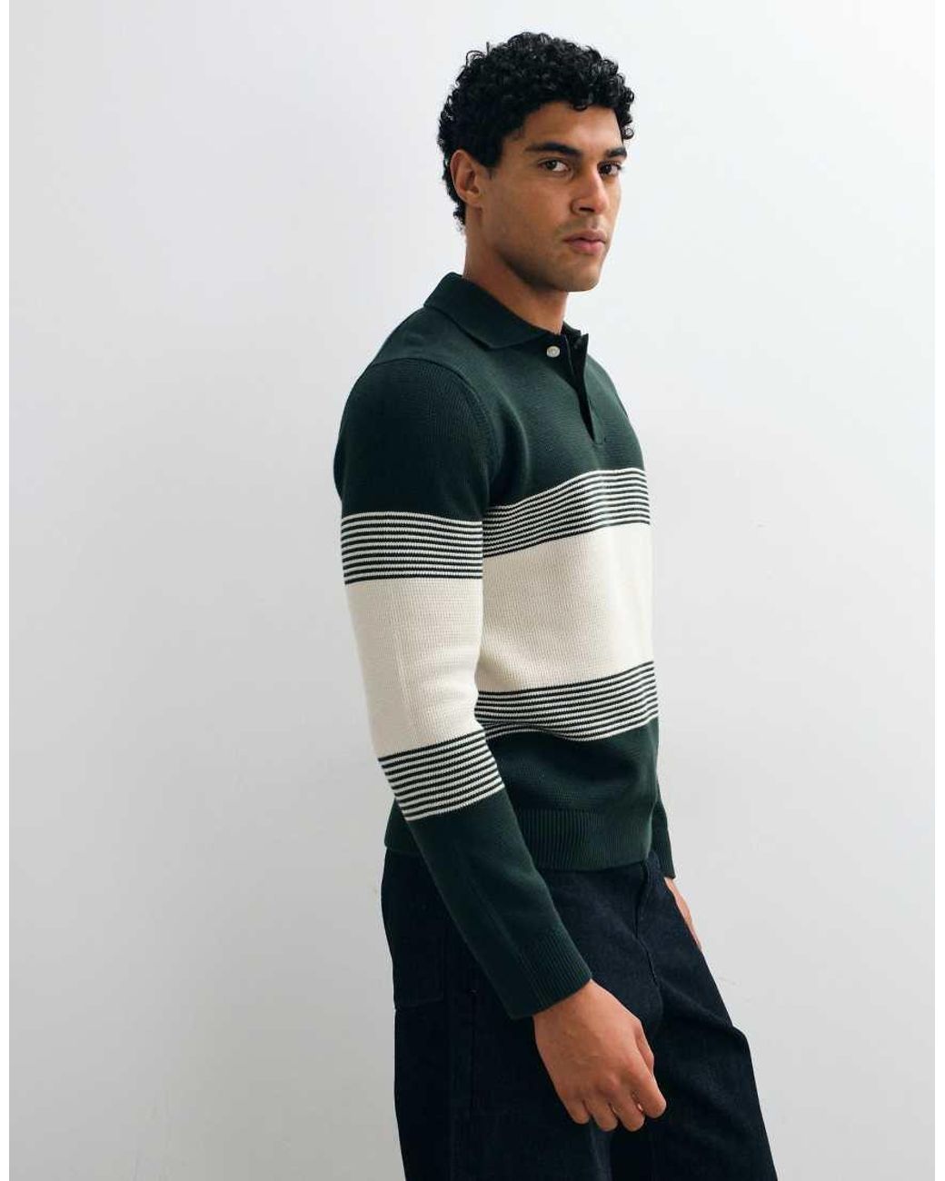 SELECTED Blue 100% Cotton Knitted Polo for men