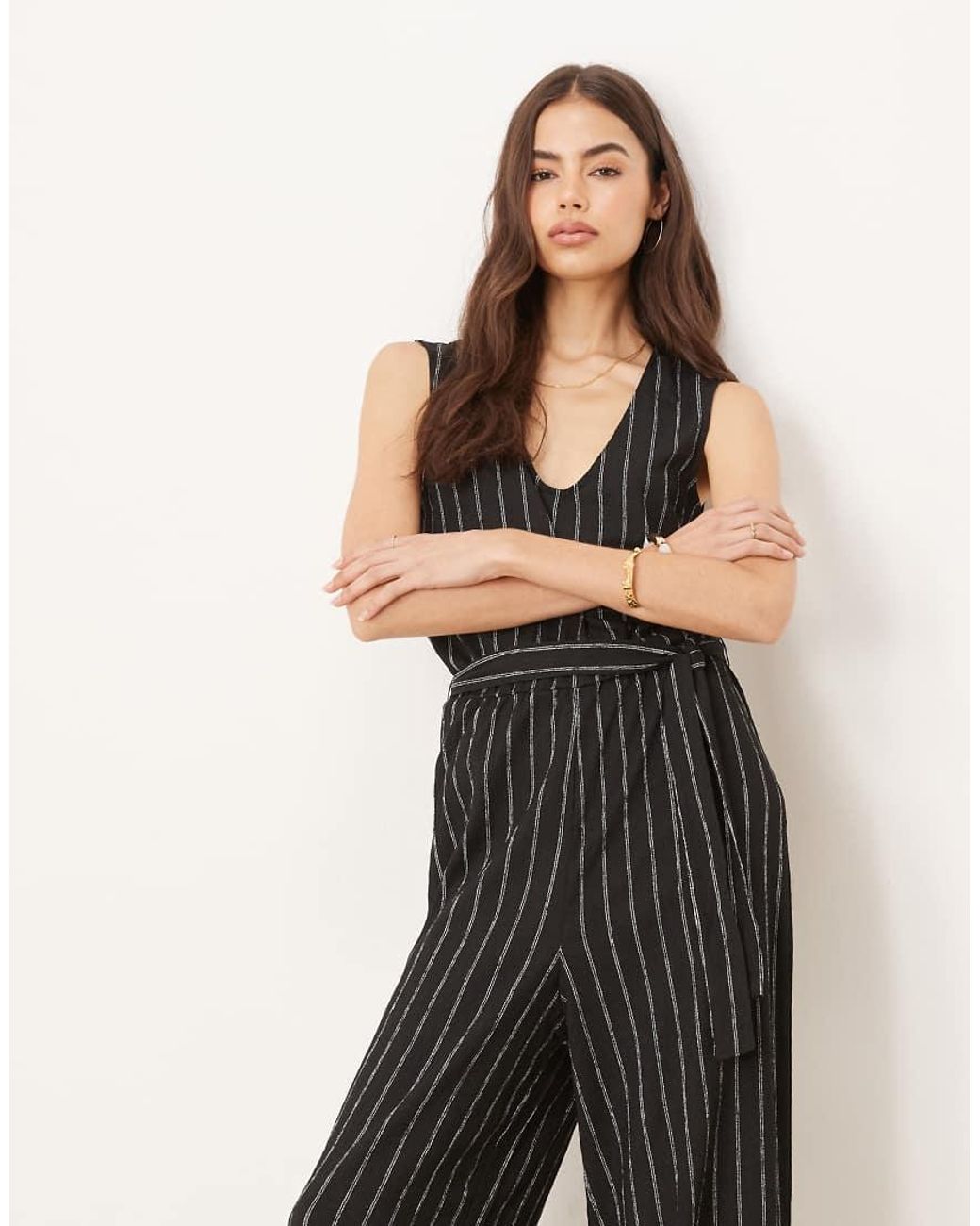 JDY Tall Black Tie Waist Jumpsuit