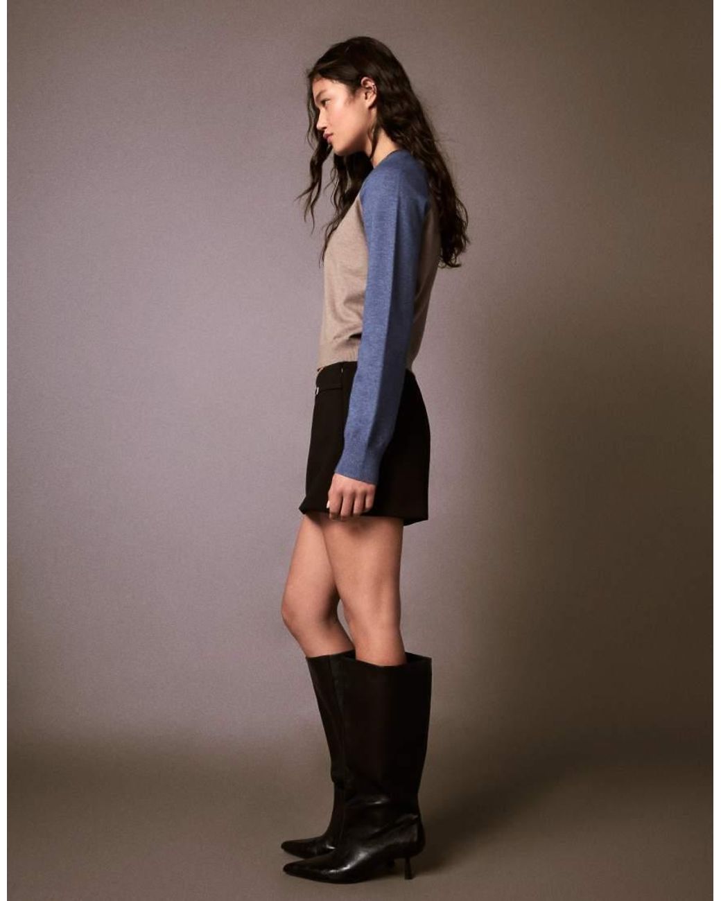 Bershka Brown Round Neck Raglan Jumper