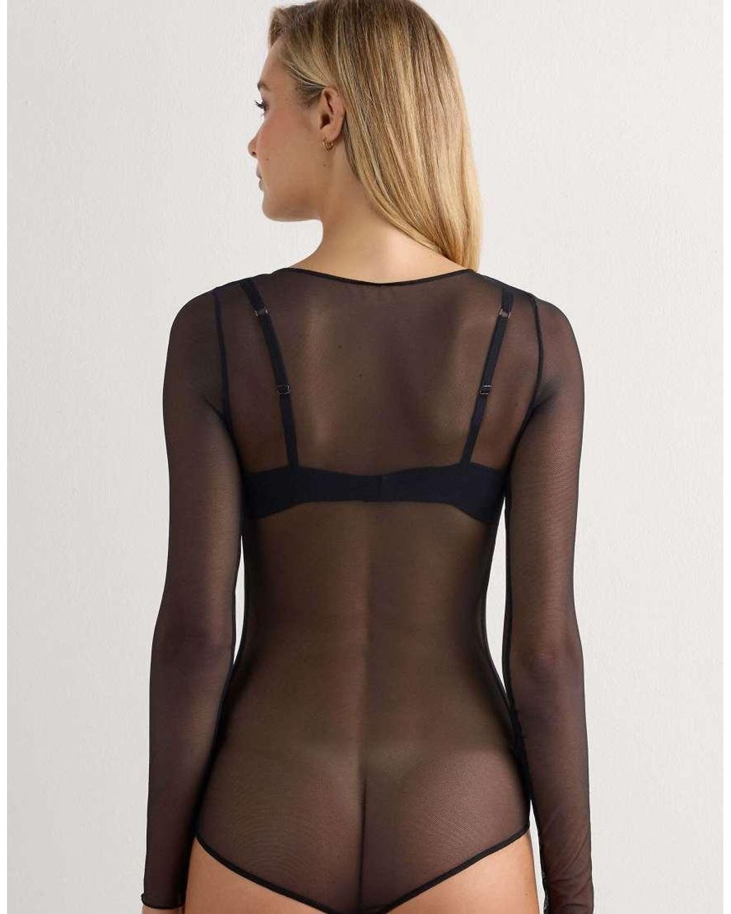Intimissimi Black Long-Sleeved Tulle Body