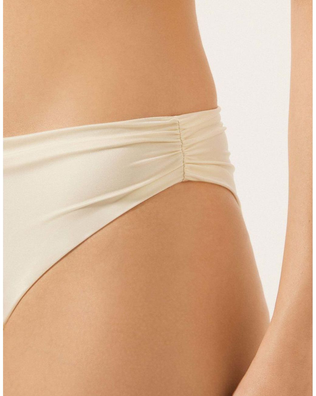 Calzedonia White Shiny Satin Briefs Bikini Bottom