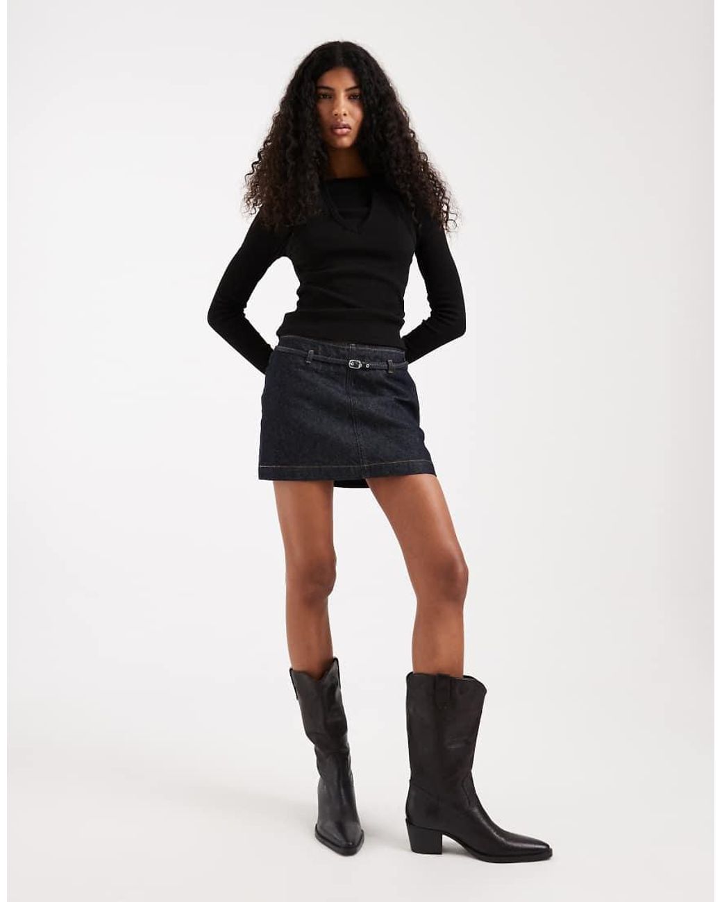 ASOS Black Micro Mini Denim Skirt With Belt