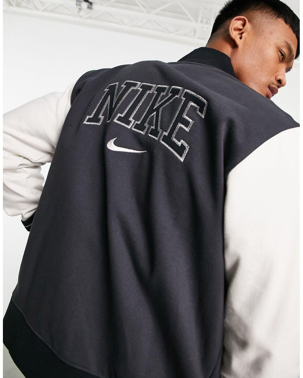 Nike – retro – college-jacke aus fleece in Schwarz für Herren | Lyst DE