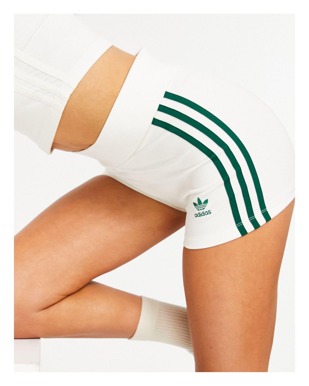 adidas Originals 'tennis Luxe' Logo Three Stripe Booty Shorts in White |  Lyst