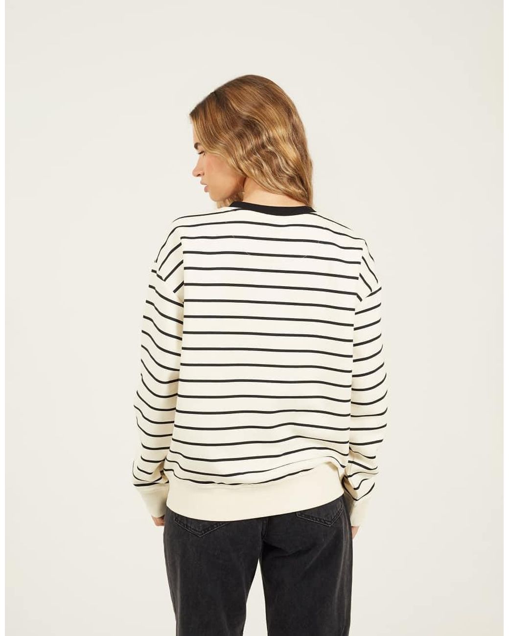 Brave Soul Natural Classic Stripe Crew Neck Sweatshirt