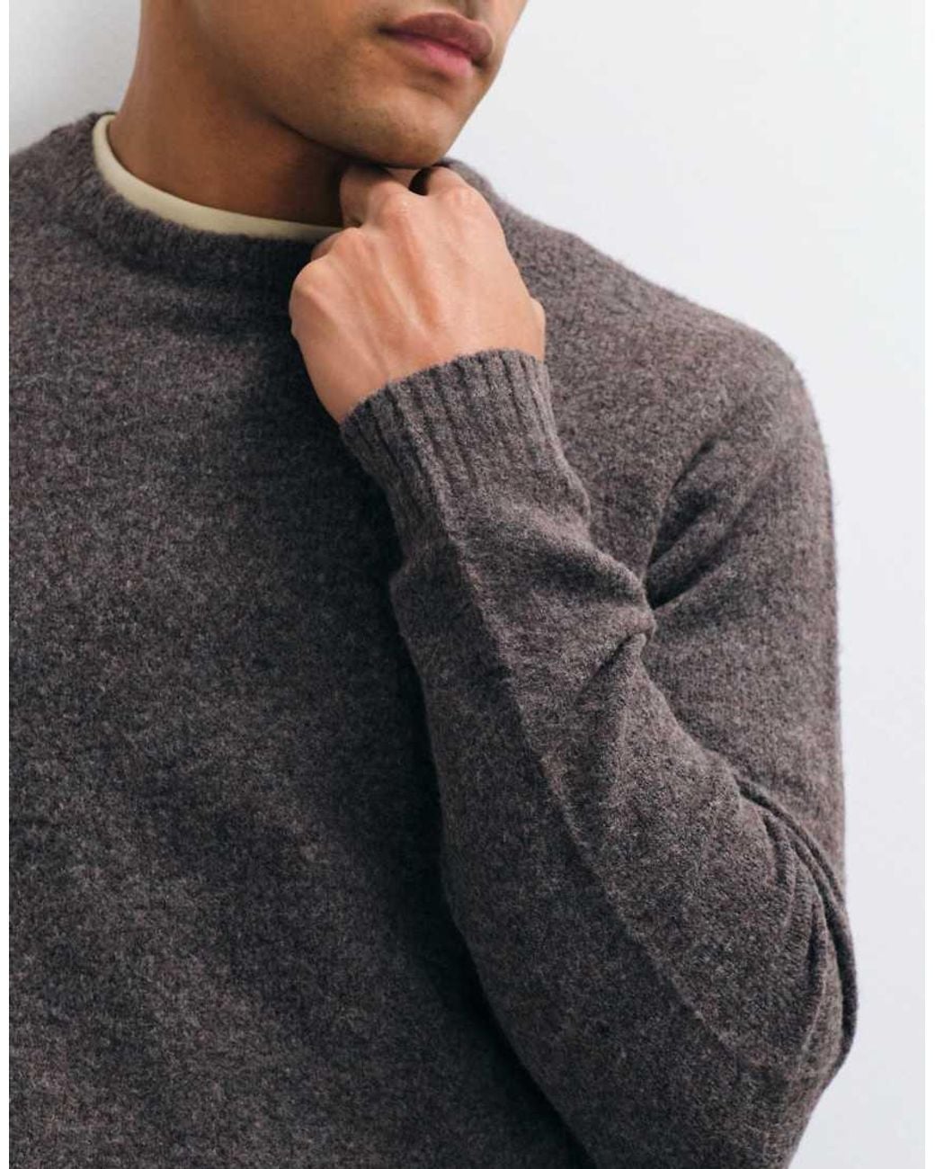 Brave Soul Gray Studio Crew Neck Jumper for men
