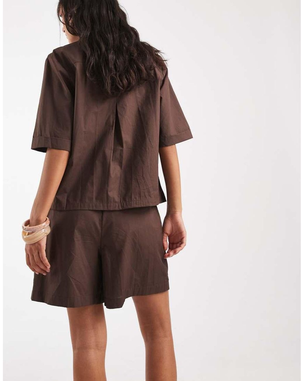 Object Brown Poplin Crochet Patch Shorts Co-Ord