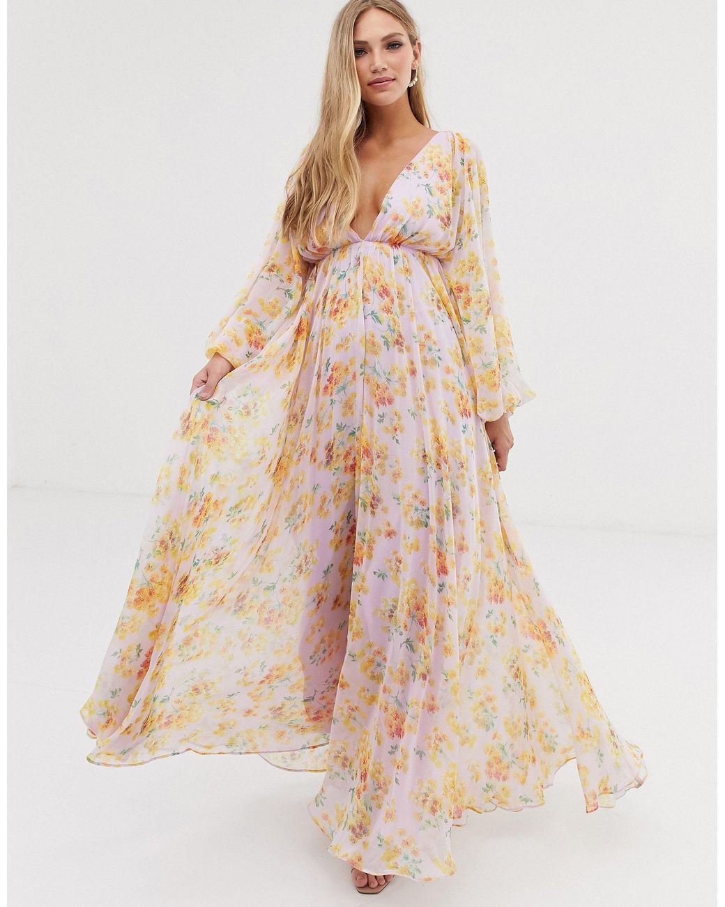 blouson sleeve maxi dress