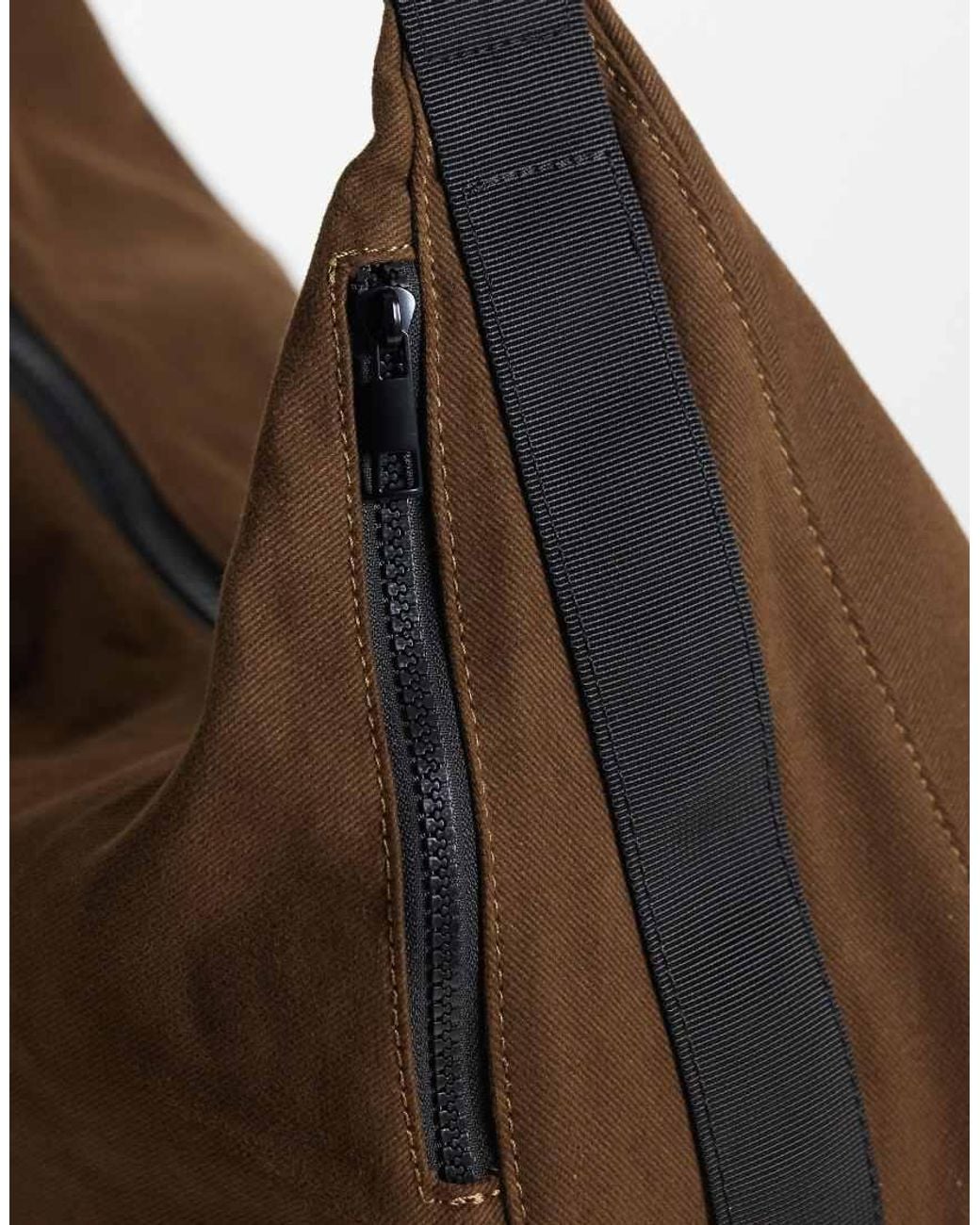 ASOS Brown Canvas Crossbody Bag for men