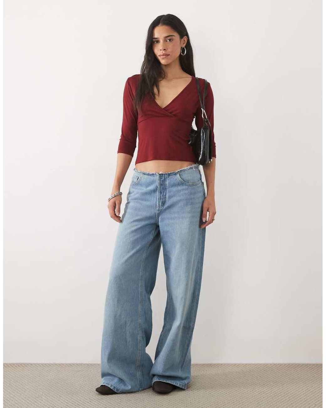 Miss Selfridge Red Wrap Top