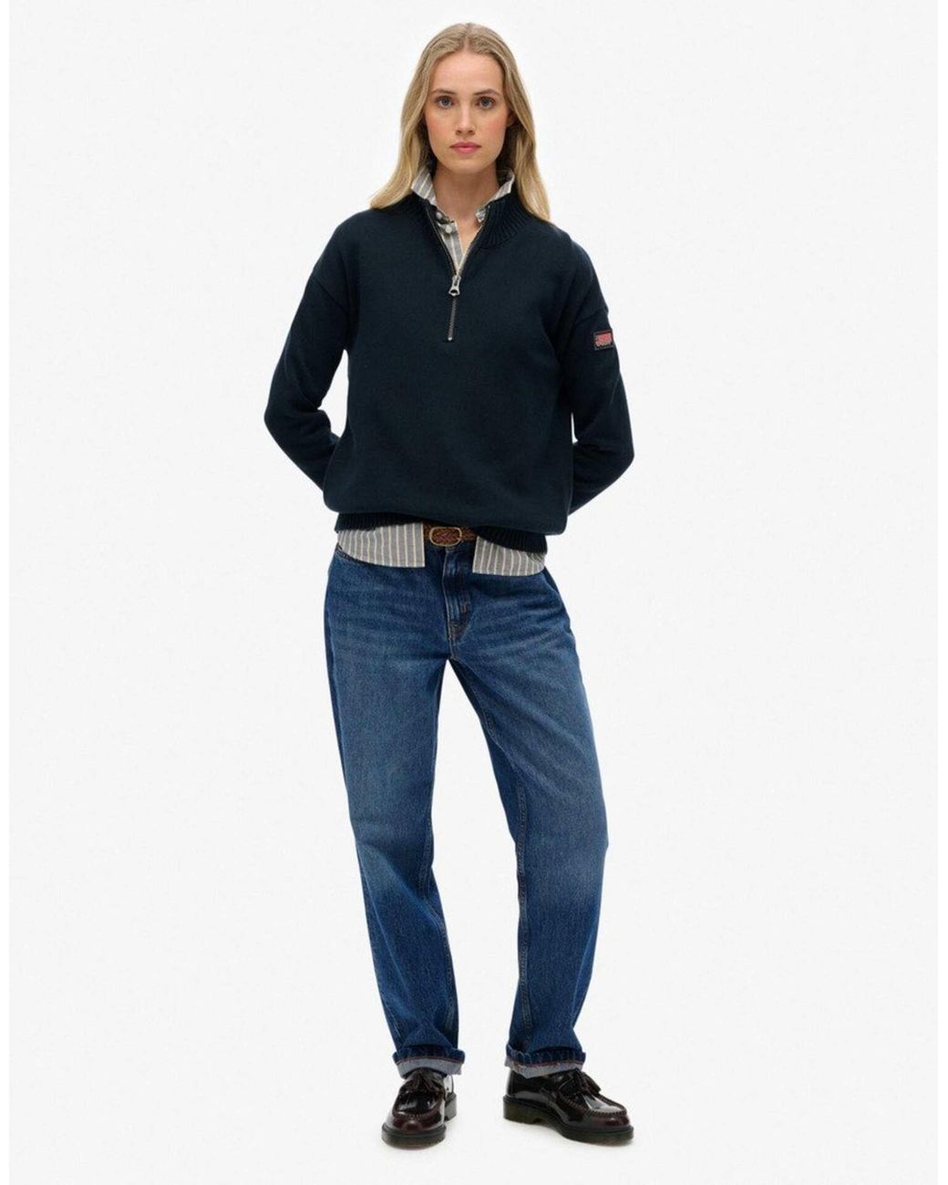 Pull ample à demi-zip en maille - éclipse Superdry en coloris Blue