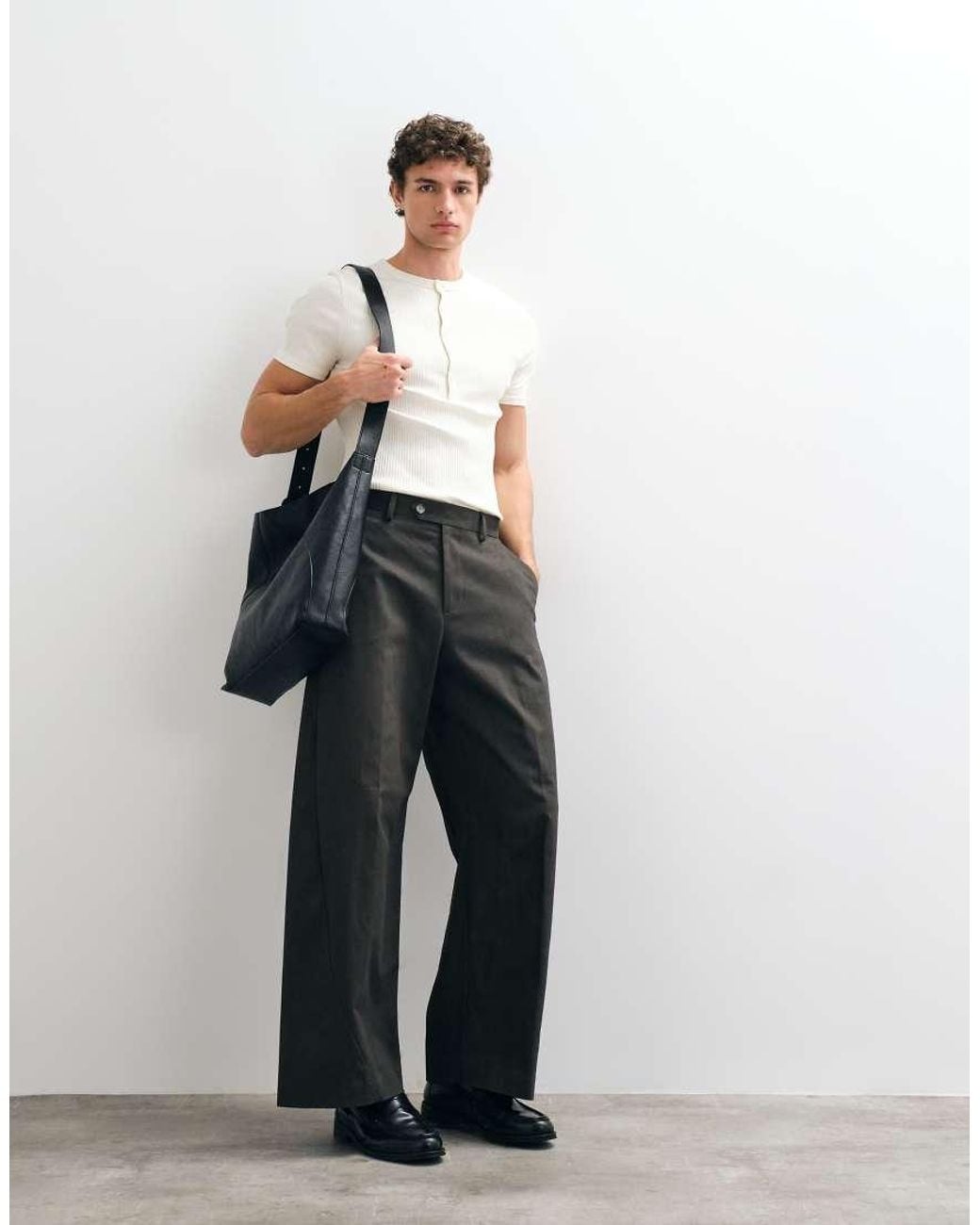 ASOS White Tailored 100% Cotton Barrel Leg Trousers for men
