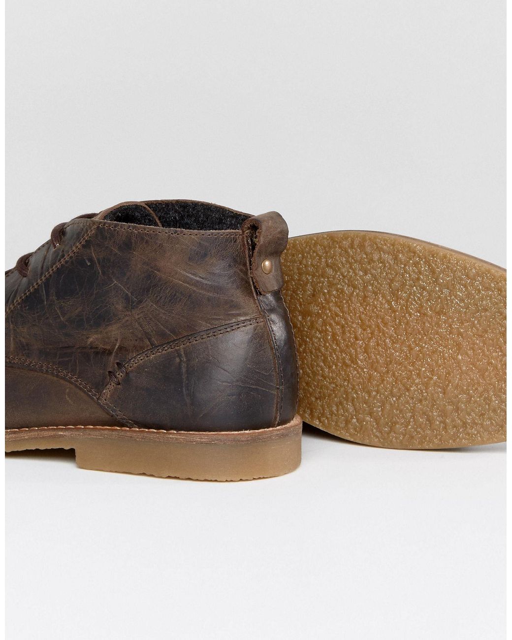 River Island Leather Desert Boots in 