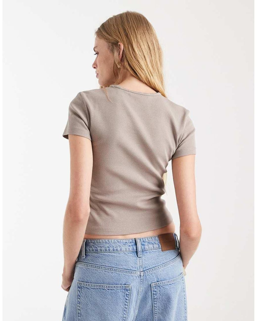 Vero Moda White Ribbed Round Neck T-shirt