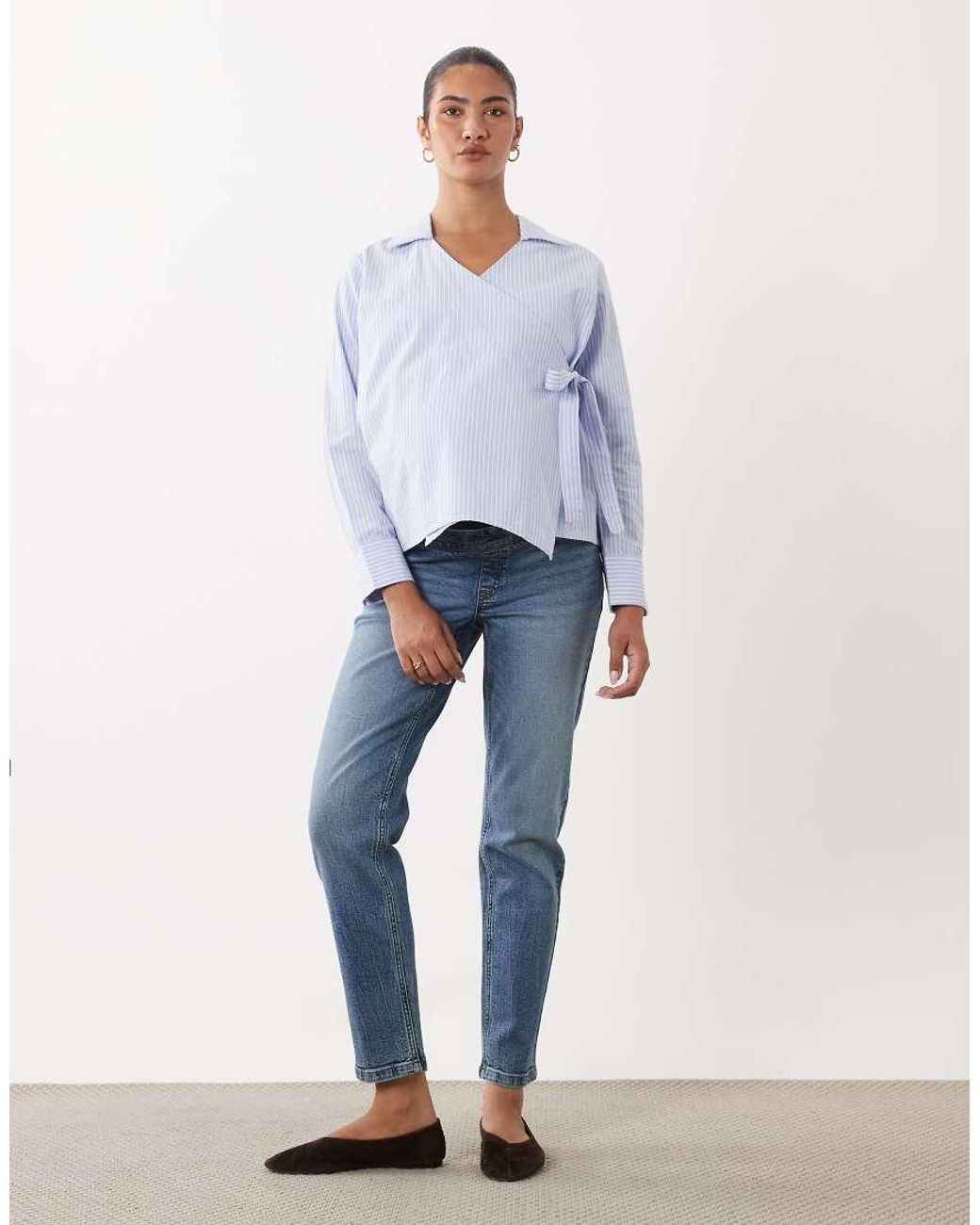 Mama.licious Blue Mamalicious Maternity 2 Function Tie Side Shirt