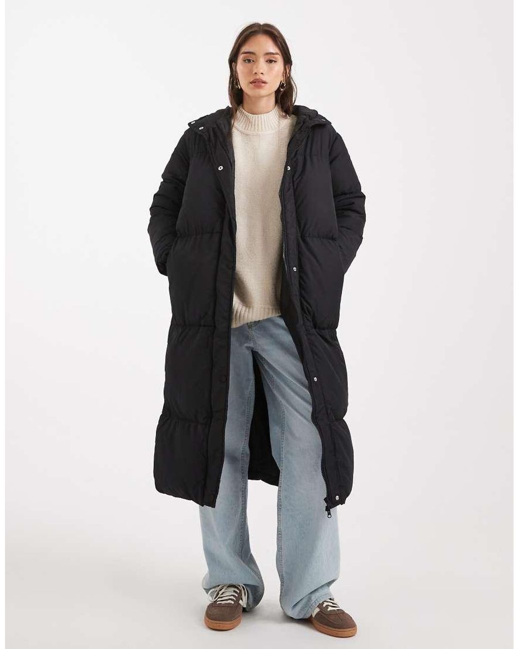 Threadbare Blue Maxi Puffer Coat With Hood