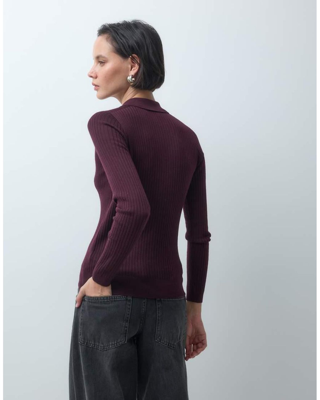 Lacoste Gray Merino Rib Knit Long Sleeve Polo
